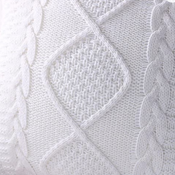 Sunflower Yellow Braided Cozy Knit Farmhouse Boho Pillow Cover for Dorm/Bed/Sofa - Picture 3 of 8